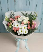 Букет цветов из:  Розы, Лизиантусы и Хризантемы в Бараново
