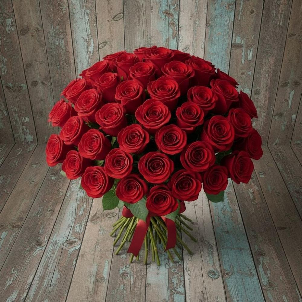 Букет 55 Красных роз Фридом в Бараново