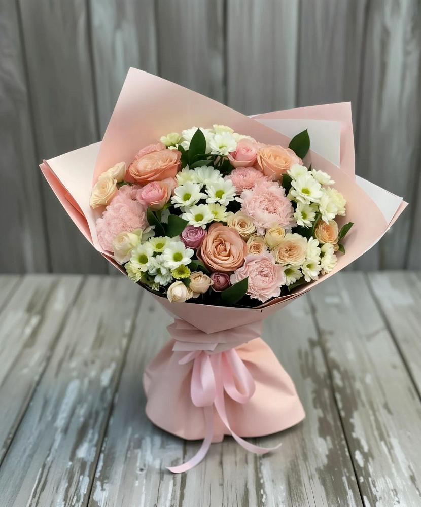 Букет цветов из: Гвоздики, Розы и Хризантемы в Бараново