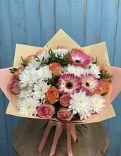 Букет цветов из:  Розы, Герберы и Хризантемы в Бараново