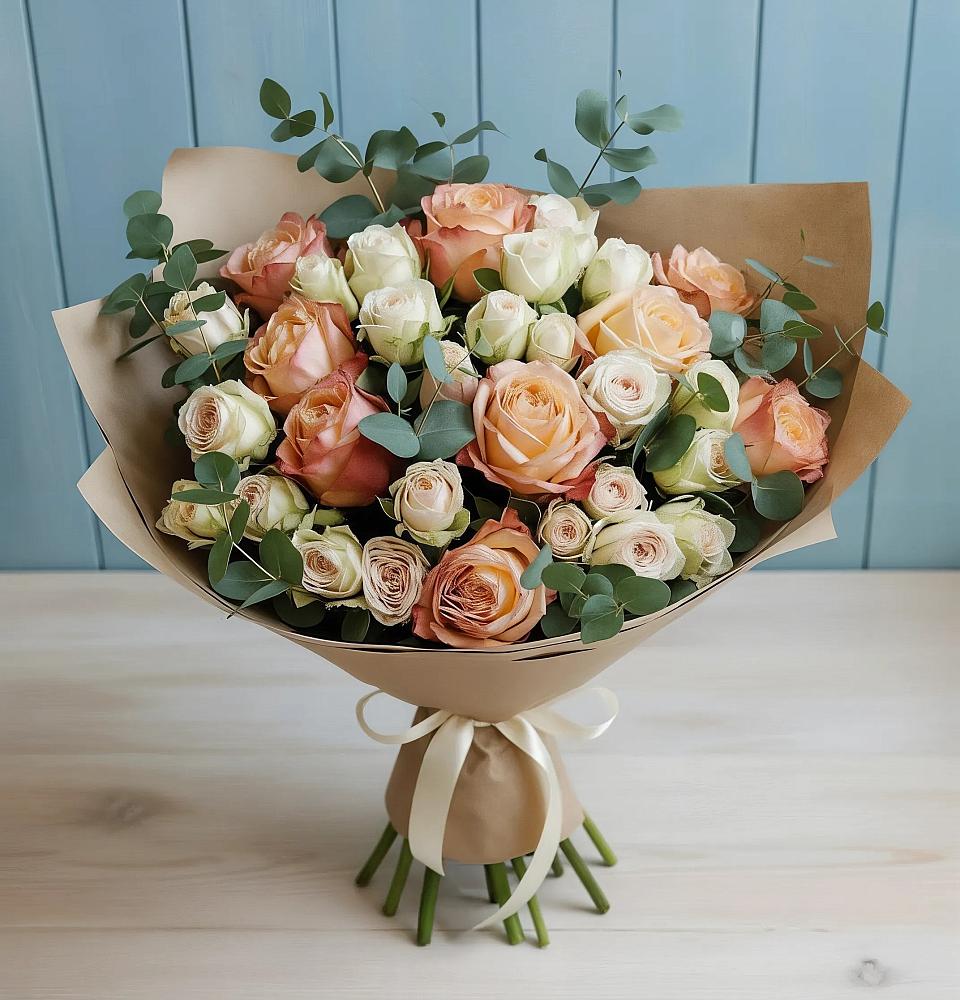 Букет цветов из: Альстромерии и Розы в Бараново