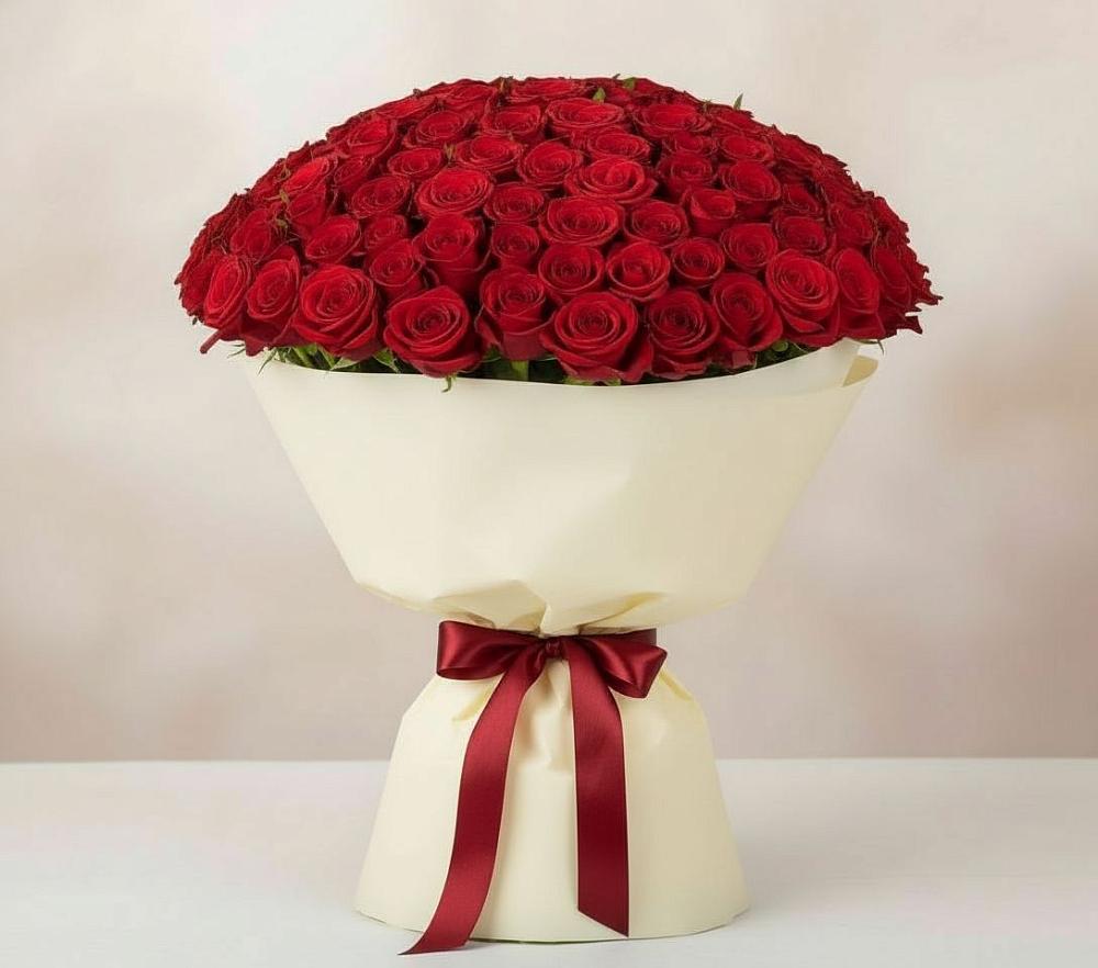 Букет 101 Красная роза Милано в Бараново