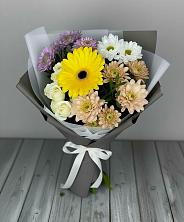 Букет цветов из:  Розы, Герберы и Хризантемы в Бараново