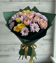 Букет цветов из:  Хризантемы и Розы в Бараново