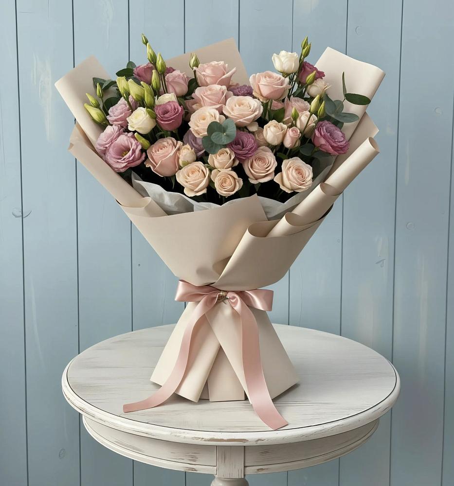 Букет цветов из: Розы и Лизиантусы в Бараново