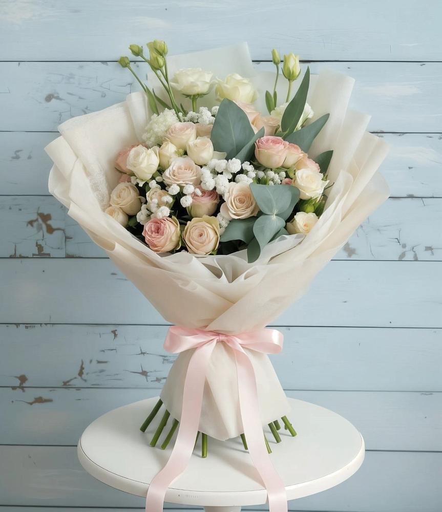 Букет цветов из: Розы и Лизиантусы в Бараново