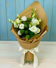 Букет цветов из:  Хризантемы и Лизиантусы в Бараново