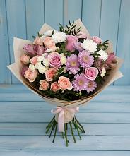 Букет цветов из:  Хризантемы, Розы и Альстромерии в Бараново