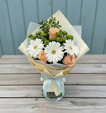 Букет цветов из:  Герберы, Розы и Хризантемы в Бараново