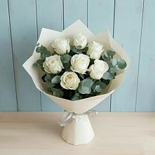 Букет Белые розы в Эвкалипте #REPLACE_PRED# Бараново