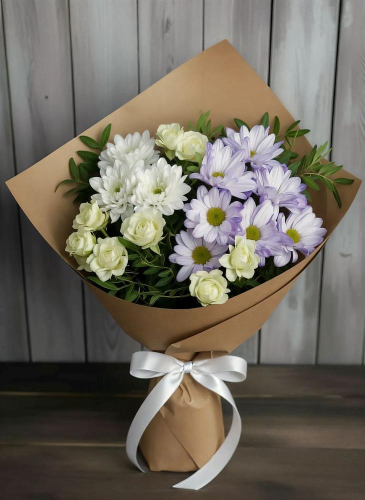 Букет цветов из: Хризантемы и Розы в Бараново