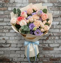 Букет цветов из:  Розы, Лизиантусы и Гвоздики в Бараново
